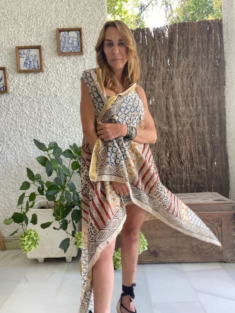 Kaftan Pareo Block Print Saray - Imagen 2