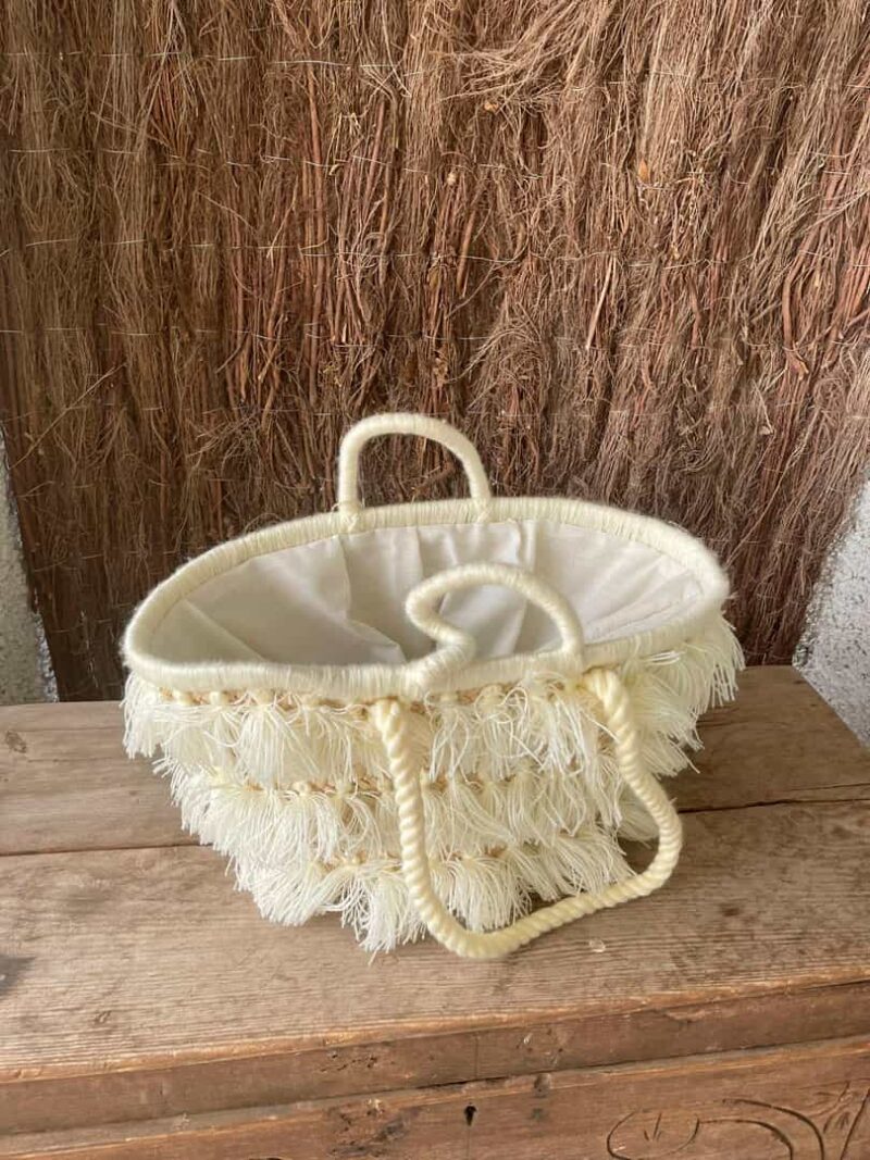 Bolso Canasta flecos crudo - Imagen 2